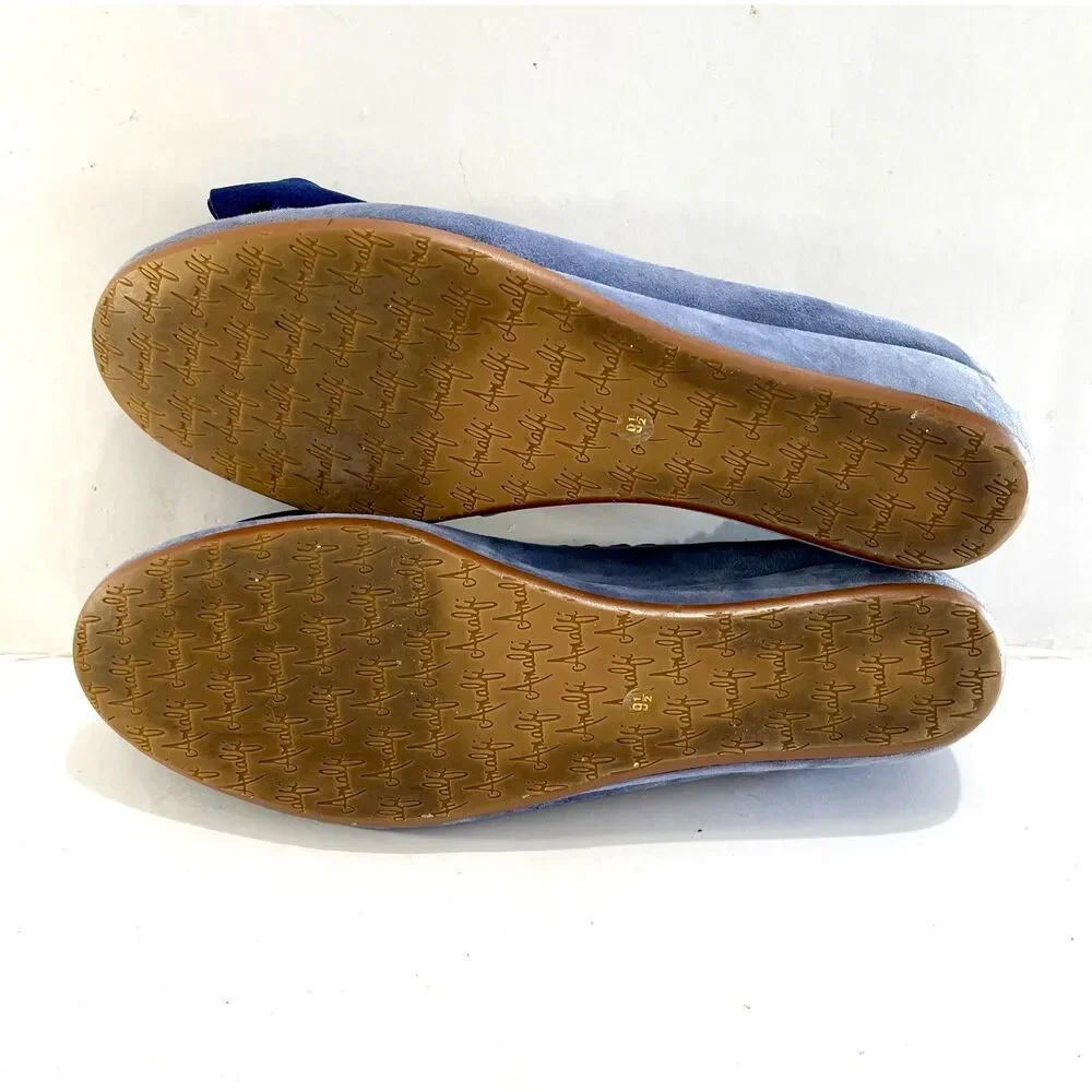 Amalfi by Rangoni ballet flats comfort loafers blue suede bow casual women 9.5